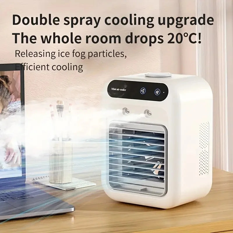 500ml water capacity air cooler fan, silent USB charging small fan, 9-blade high wind power