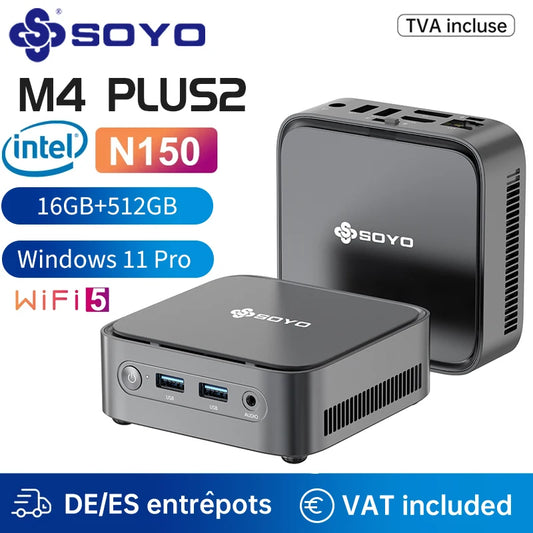 SOYO M4 PLUS2 Mini PC Intel Alder Lake N150 Windows 11 Pro Mini PC 16GB DDR4 512GB PCIe M.2 SSD WiFi 5 BT4.2 Desktop Computer