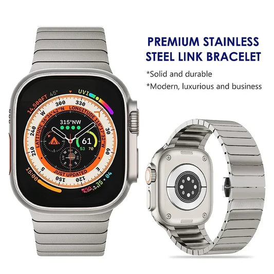 Titanium color band For Apple Watch Band Ultra 2 49mm 9 8 7 5 4 se 6 for iwatch 45mm 41 42 44mm 38 40mm stainless steel bracelet by PDG ibma