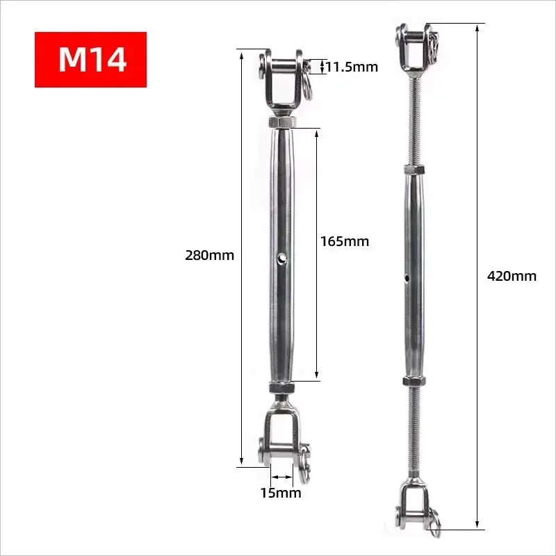 304 Stainless Steel Marine Closed Body Jaw Turnbuckle M5 M6 M8 M10 M12 M14 M16 for Rigging Screw Jaw Barrel Strainers