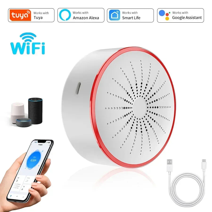 Tuya WiFi ZigBee Alarm Siren Sensor Detector Sound And Light Alarm Home Security System Smart Life APP Alexa Google Assistant