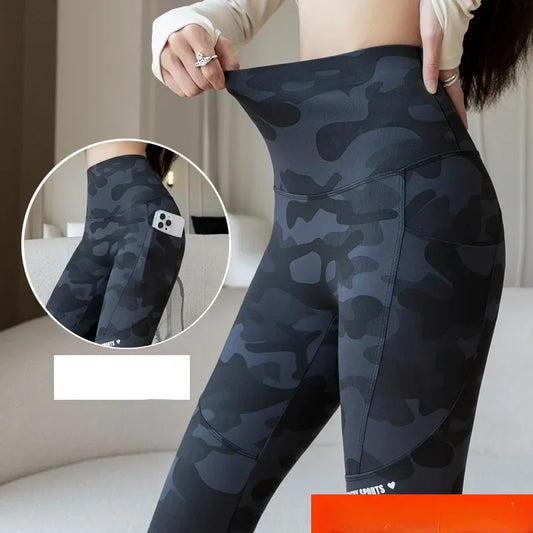 Women Camo Shark Pants High Waist Pocket Leggings Big Size Stretchy Casual Pants Fashion Skinny Yoga Fitness Pants