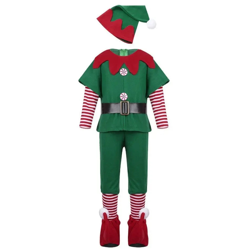 2024 Christmas Clothing Set Boy Girl Family Matching Outfit Kid Adult Santa Claus Cosplay Costume Hat Socks Pant Elf Clothes