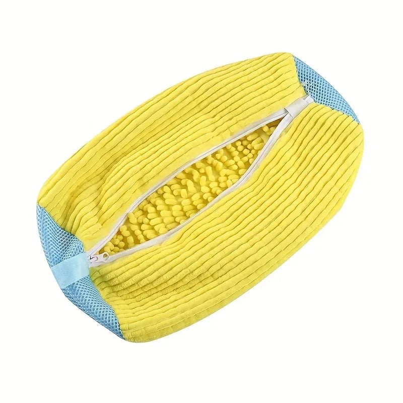 -Durable Shoe Washing Machine Bag for All ShoeTypes-Yellow with Blue Zipper,Ideal for Sneakers and Casual Shoes,Laundry Wash Bag