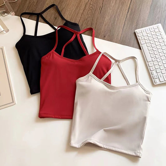 Women's Yoga Sports Fitness Vest, Pilates Running Bra, Thin Belt, Professional Training Underwear, Chest Mat, Fitness Gear