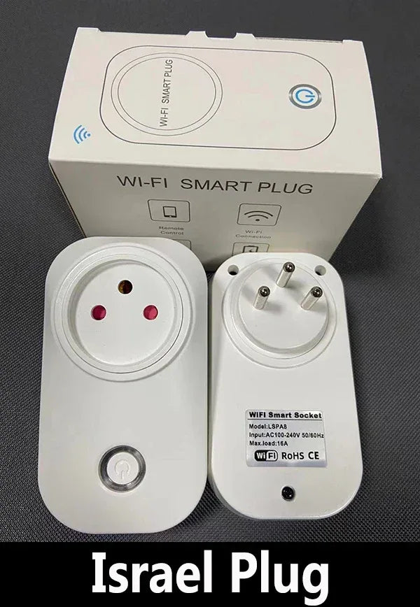 16A Israel Smart Wifi Power Plug Smart Wifi Wireless Socket Outlet Work with Alexa Google Home Assistant Tuya SmartLife APP