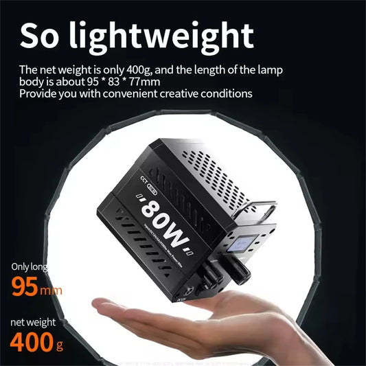 ZU80 COB Photo Studio Light Bi-Color 2500K-8500K LED Video Light CRI95+ TLCI97+ Photography Fill Lighting with Diffuser