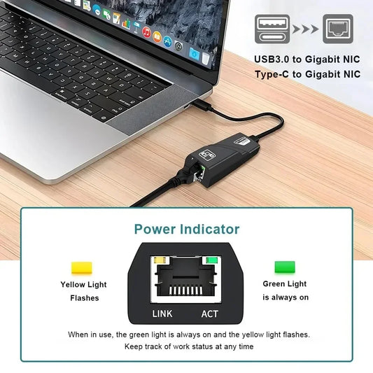 1000Mbps USB3.0 To Rj45 Network Adapter RTL8153 Lan Ethernet Adapter 100/1000Mbps Network Card For Macbook Laptop Win10/11 by PDG ibma