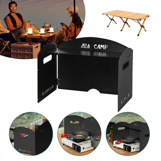 Four-Fold Gas Stove Windproof Screen Foldable Gas Stove Windshield Portable Camping Picnic Cooking Burner Wind Shield for BBQ by PDG ibma