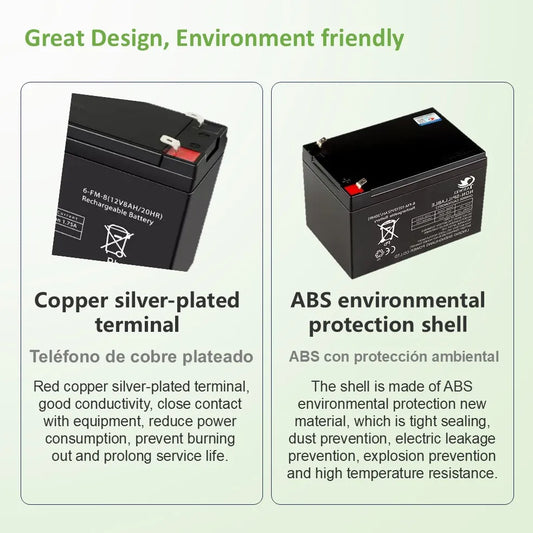 Rechargeable 6V/12V Battery 5Ah/7Ah/8Ah/12Ah Long-lasting Lead-acid Battery for Children's Car,Security Alarm,Sprayer,UPS