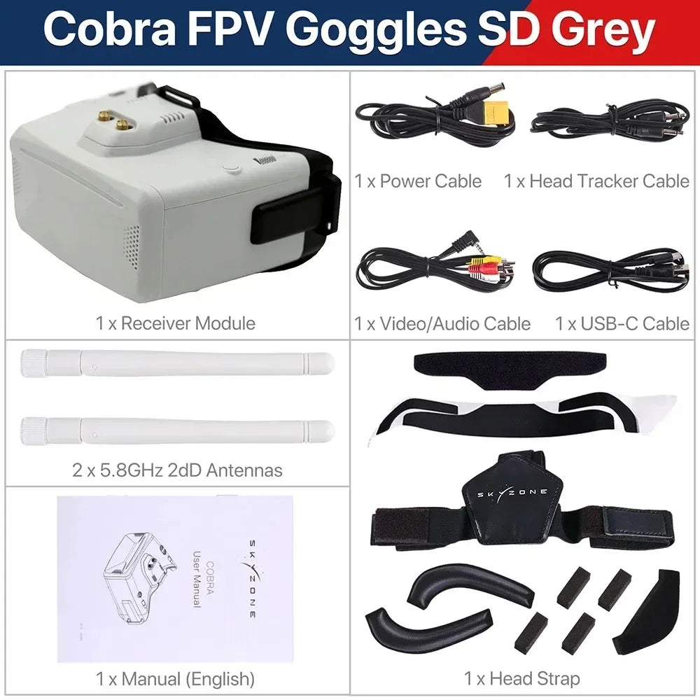 SKYZONE Cobra SD/X V4 FPV Goggles - Dual Screen Options 800x480 4.3in/1280x720 4.1in With 5.8G 48CH Diversity Receiver