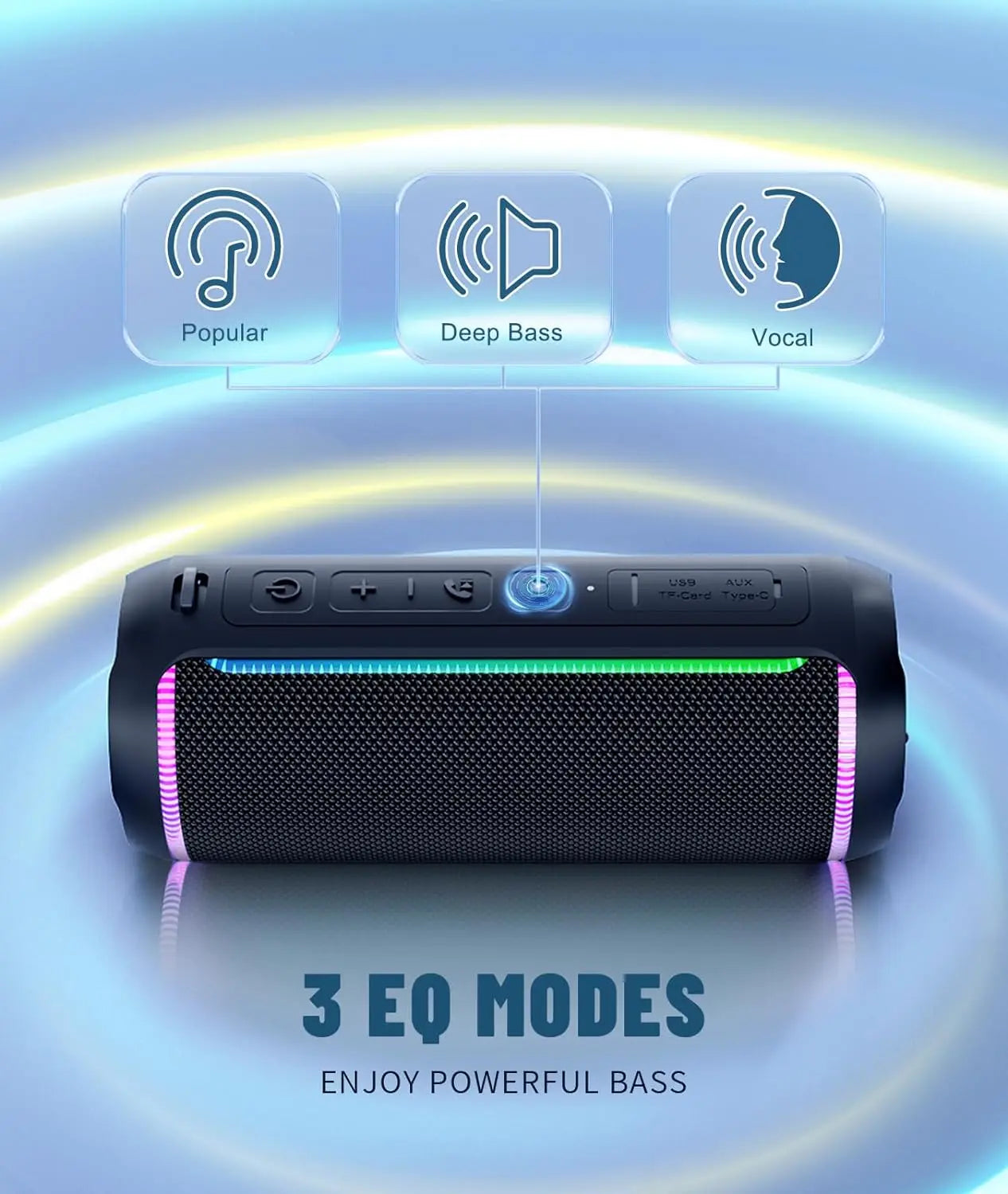 Ortizan Wireless Portable Bluetooth Speaker X30 with 40W Stereo Sound, Rich Bass, IPX7 Waterproof, 30H Playtime, TWS, LED Lights