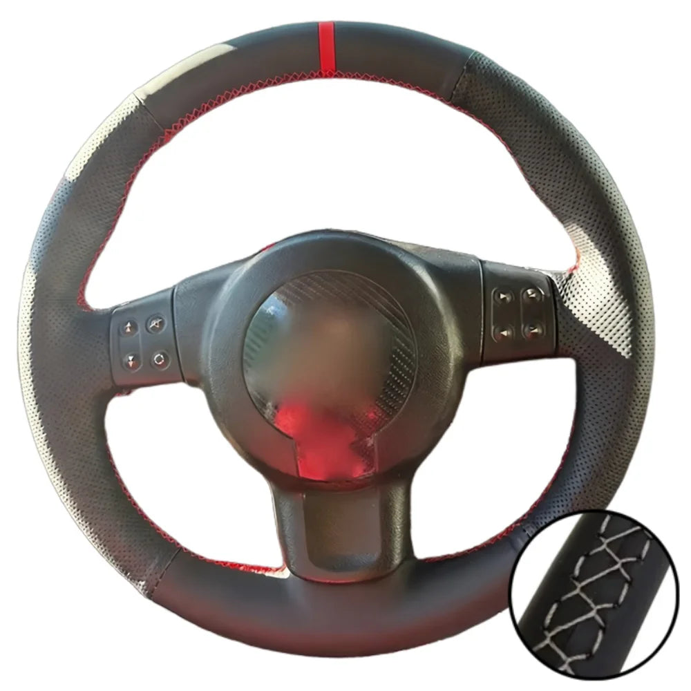 Car Accessories Hand Stitched Perforated Artificial Leather 2006-2008 Ibiza (6L) 2007 Steering Wheel Cover For Seat Leon (Mk2) by PDG ibma