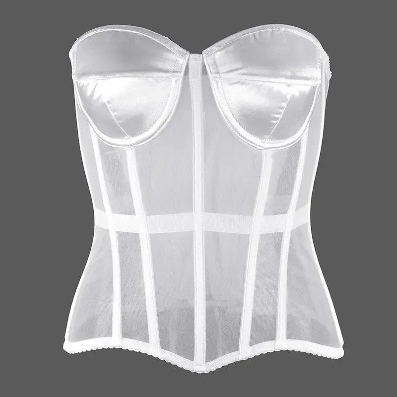 Sexy Thin Body Shaper Underwear Corset Waist Trainer Lingerie Lace Corsets Perspective Mesh Shapewear Women Fashion Clothes Faja