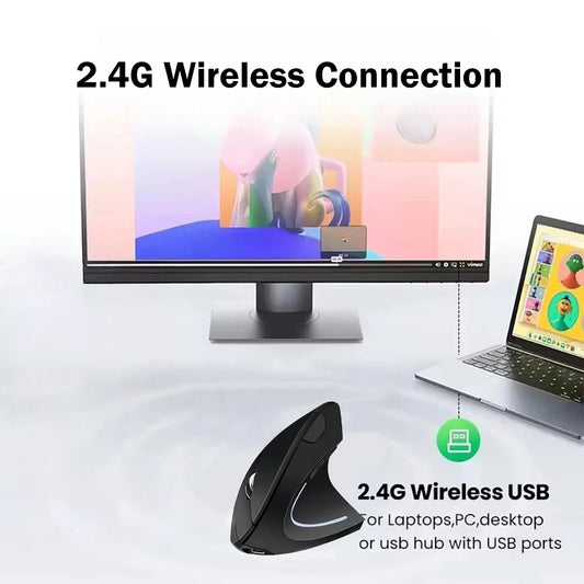 Vertical Mouse Ergonomic Mouse 2.4G Wireless Mouse Silent Mice 6 Buttons Office Mouse 800/1200/1600 DPI for PC Laptop Desktop