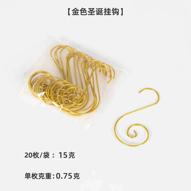 20pcs/bag Christmas Ornaments Metal S-Shaped Hooks Holder Christmas Tree Ball Pendant Hanging Decorations Home Navidad New Year