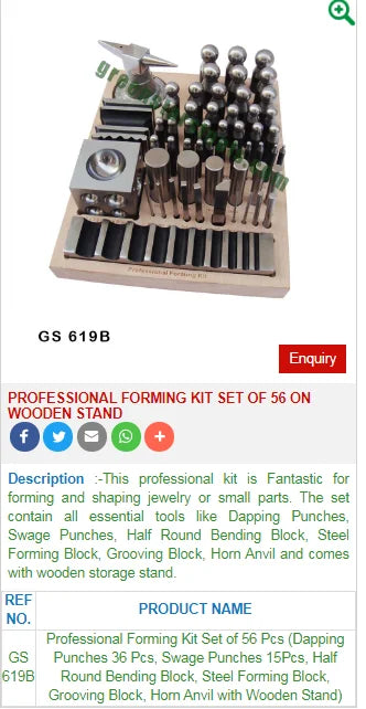 Professional Forming Kit Set of 56 on Wooden Stand JEWELRY MAKING TOOLS INDIA