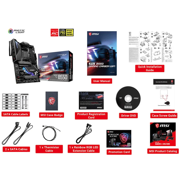 Used MSI MPG B550 GAMING CARBON WIFI AM4 AMD B550 ATX Gaming Motherboard Support AM4 Socket 3rd Gen AMD Ryzen Processors