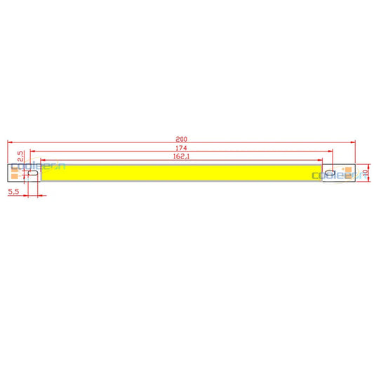 COOLEEON 200*10mm DC12V LED COB Light Strip 10cm 10W Lamp Blue Green Red Warm Cool White Color LED Bar Lights 100mm 12V COB Bulb