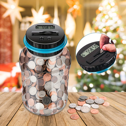 Digital Counting Money Jar, Children's Toys, Penny Bank for Kids, Digital Counting Coin Bank, Money Saving Jar, Holds Over 800 Coins, Powered by 2 AAA Batteries (Not Included), Christmas and Halloween Gifts
