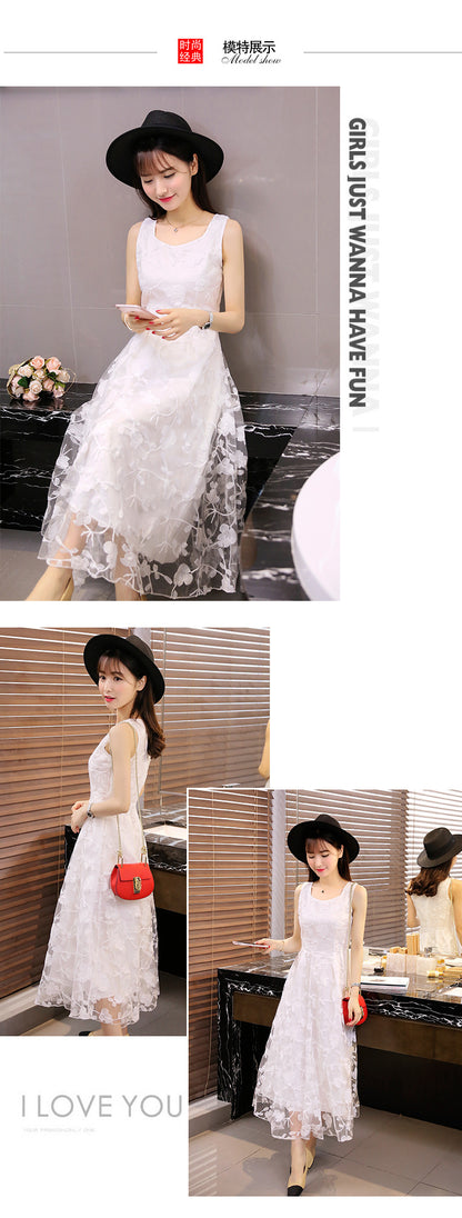 Lace Dress Summer Long Dress Slim Slim Look Vest Dress Sweet Fresh Beach Dress
