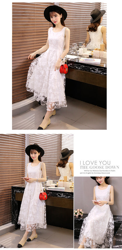 Lace Dress Summer Long Dress Slim Slim Look Vest Dress Sweet Fresh Beach Dress