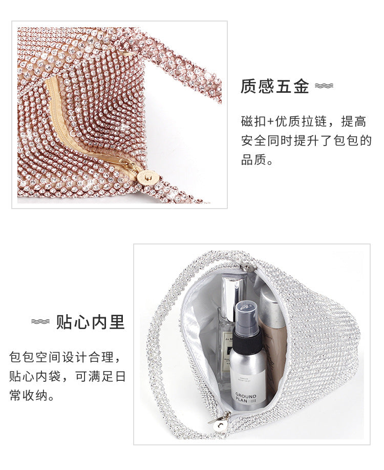 Cross-border Rhinestone Clutch Fashion Portable Cosmetic Bag Mine Bag Women's European and American Style Evening Bag Handbag