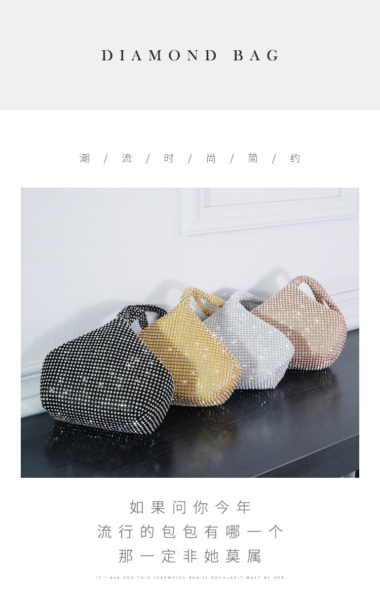 Cross-border Rhinestone Clutch Fashion Portable Cosmetic Bag Mine Bag Women's European and American Style Evening Bag Handbag