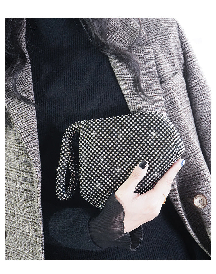 Cross-border Rhinestone Clutch Fashion Portable Cosmetic Bag Mine Bag Women's European and American Style Evening Bag Handbag