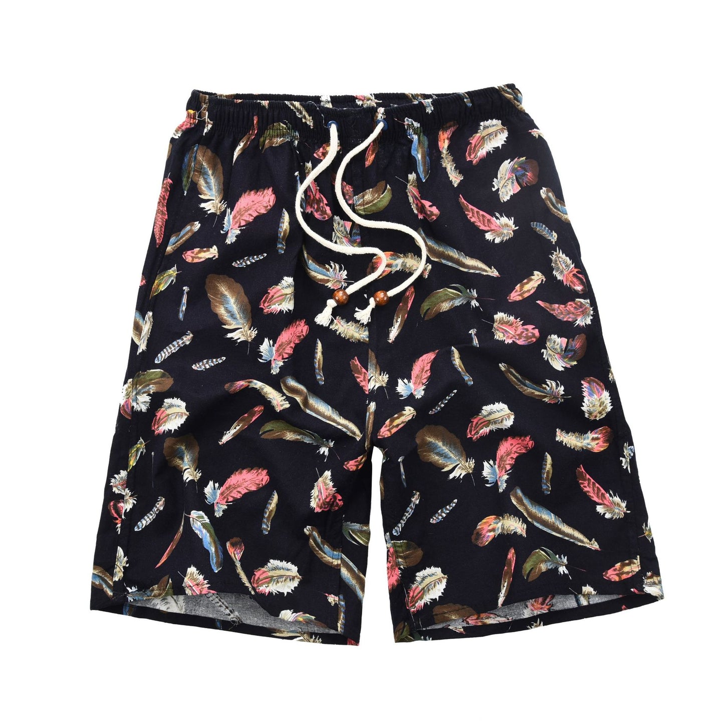 Summer new cotton and linen printed five-point men's beach pants casual sports loose plus size shorts men's thin fashion