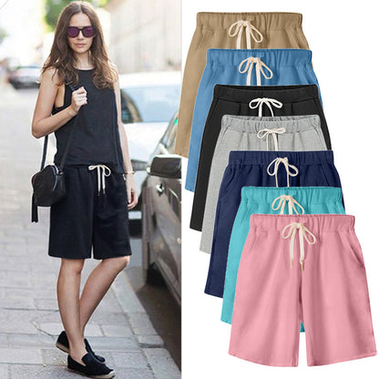 Small Sweat Pure Cotton Shorts Breathable Women's Summer High Waist Thin Loose Sports Casual Pants Slimming Straight Pants Women's Pants