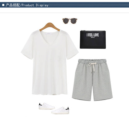 Small Sweat Pure Cotton Shorts Breathable Women's Summer High Waist Thin Loose Sports Casual Pants Slimming Straight Pants Women's Pants