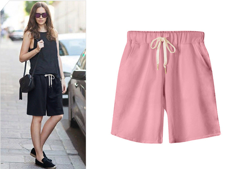 Small Sweat Pure Cotton Shorts Breathable Women's Summer High Waist Thin Loose Sports Casual Pants Slimming Straight Pants Women's Pants