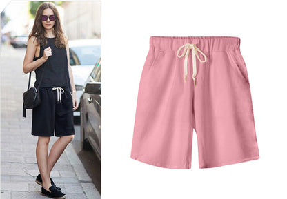 Small Sweat Pure Cotton Shorts Breathable Women's Summer High Waist Thin Loose Sports Casual Pants Slimming Straight Pants Women's Pants