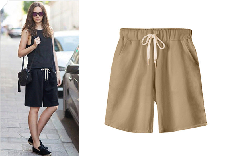 Small Sweat Pure Cotton Shorts Breathable Women's Summer High Waist Thin Loose Sports Casual Pants Slimming Straight Pants Women's Pants