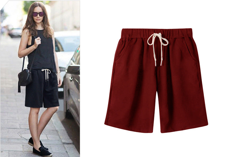 Small Sweat Pure Cotton Shorts Breathable Women's Summer High Waist Thin Loose Sports Casual Pants Slimming Straight Pants Women's Pants