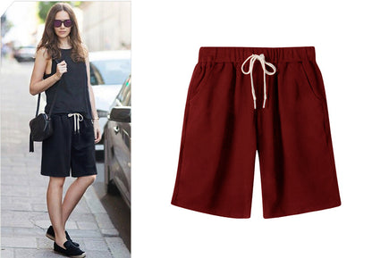 Small Sweat Pure Cotton Shorts Breathable Women's Summer High Waist Thin Loose Sports Casual Pants Slimming Straight Pants Women's Pants