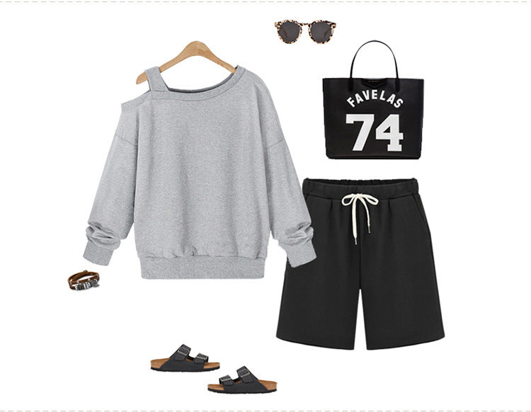 Small Sweat Pure Cotton Shorts Breathable Women's Summer High Waist Thin Loose Sports Casual Pants Slimming Straight Pants Women's Pants
