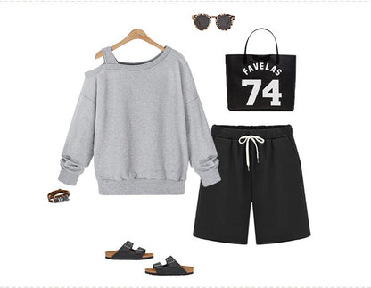 Small Sweat Pure Cotton Shorts Breathable Women's Summer High Waist Thin Loose Sports Casual Pants Slimming Straight Pants Women's Pants