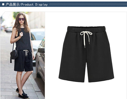 Small Sweat Pure Cotton Shorts Breathable Women's Summer High Waist Thin Loose Sports Casual Pants Slimming Straight Pants Women's Pants