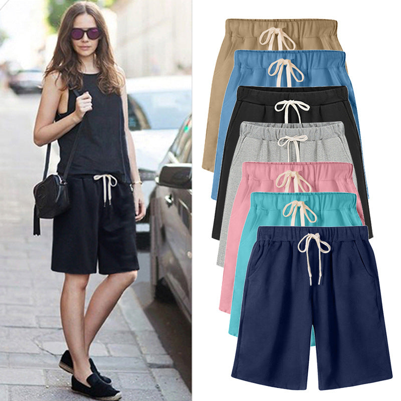 Small Sweat Pure Cotton Shorts Breathable Women's Summer High Waist Thin Loose Sports Casual Pants Slimming Straight Pants Women's Pants