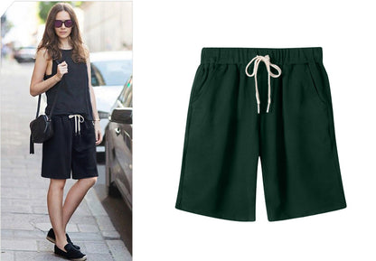Small Sweat Pure Cotton Shorts Breathable Women's Summer High Waist Thin Loose Sports Casual Pants Slimming Straight Pants Women's Pants