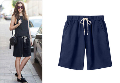 Small Sweat Pure Cotton Shorts Breathable Women's Summer High Waist Thin Loose Sports Casual Pants Slimming Straight Pants Women's Pants