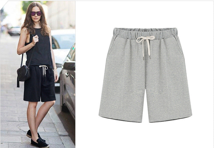 Small Sweat Pure Cotton Shorts Breathable Women's Summer High Waist Thin Loose Sports Casual Pants Slimming Straight Pants Women's Pants