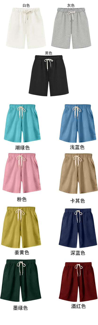 Small Sweat Pure Cotton Shorts Breathable Women's Summer High Waist Thin Loose Sports Casual Pants Slimming Straight Pants Women's Pants