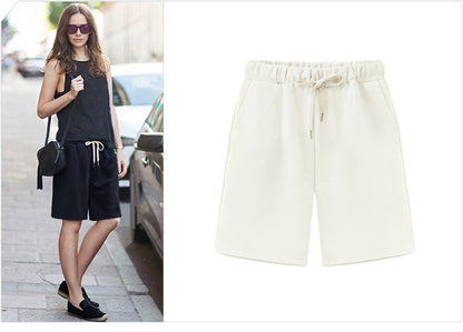 Small Sweat Pure Cotton Shorts Breathable Women's Summer High Waist Thin Loose Sports Casual Pants Slimming Straight Pants Women's Pants