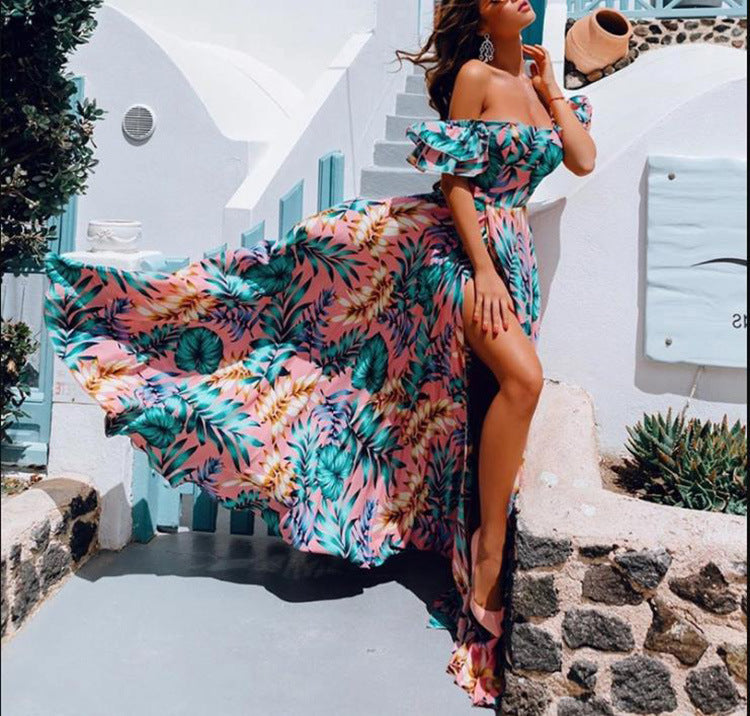 2020 Summer European and American New Sexy Strapless Printed Dress Cross-border Women's Dress