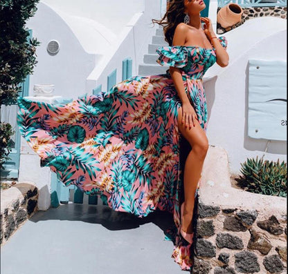 2020 Summer European and American New Sexy Strapless Printed Dress Cross-border Women's Dress