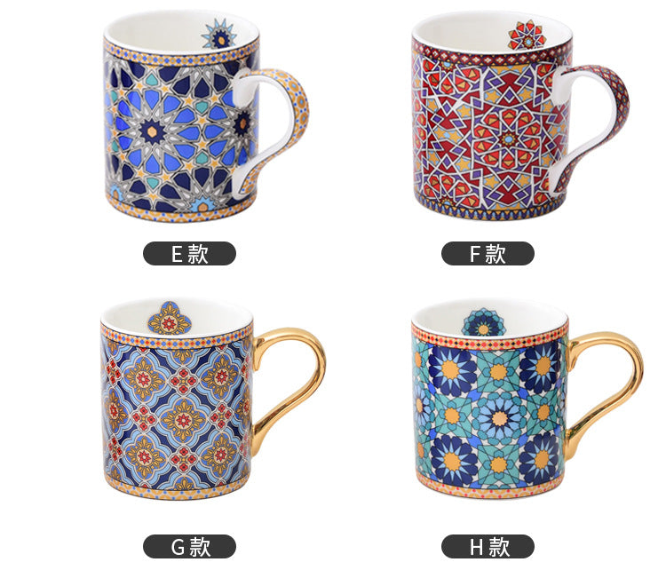 Moroccan Style Gold Ceramic Coffee Mug Office Water Cup Home Breakfast Milk Cup Couple Creative Gift