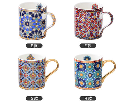Moroccan Style Gold Ceramic Coffee Mug Office Water Cup Home Breakfast Milk Cup Couple Creative Gift